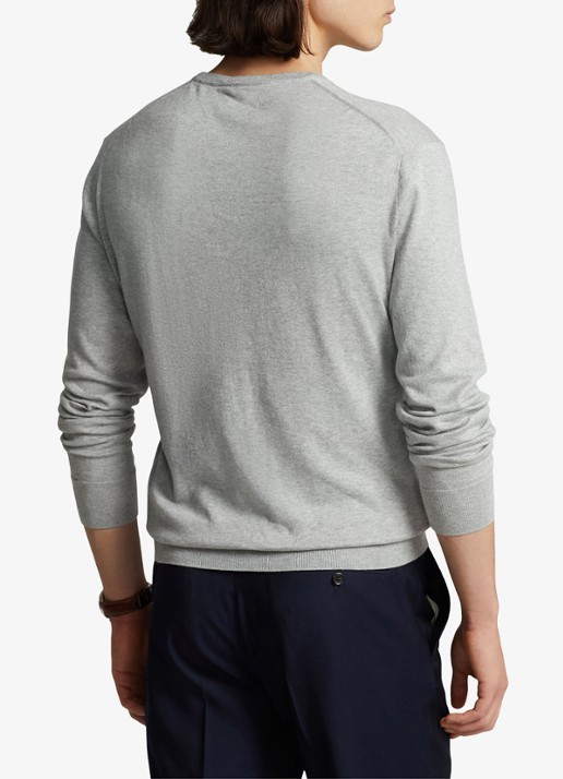 Ralph Lauren Slim fit pullover van katoen - achterkant 3 andover heather / grijs