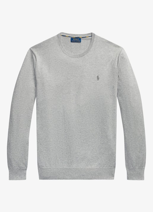 Ralph Lauren Slim fit pullover van katoen - voorkant 5 andover heather / grijs
