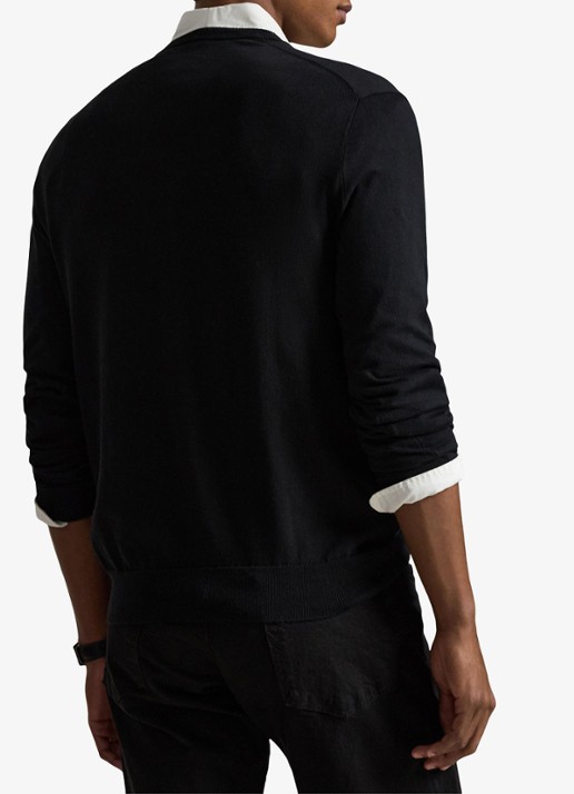 Ralph Lauren Slim fit pullover van Pima katoen - achterkant 4 polo black / zwart