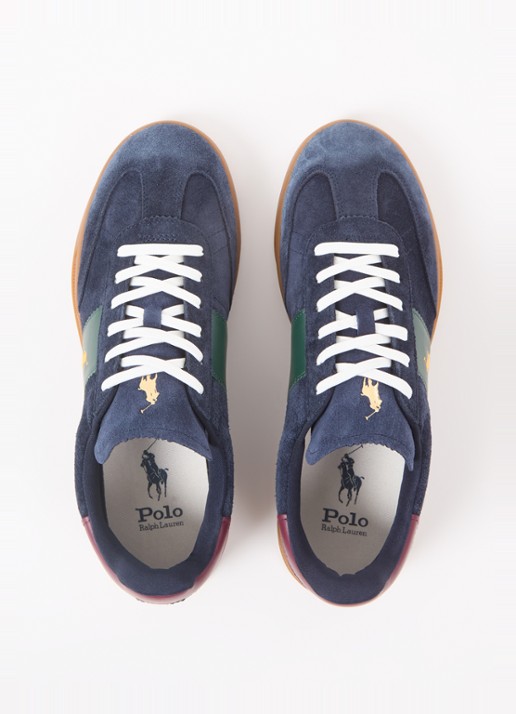 Ralph Lauren Sneaker van suède met logo - detail 4 donkerblauw