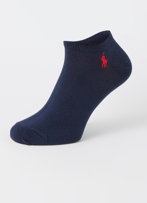 Ralph Lauren Sneakersokken met logoborduring in 3-pack - detail donkerblauw