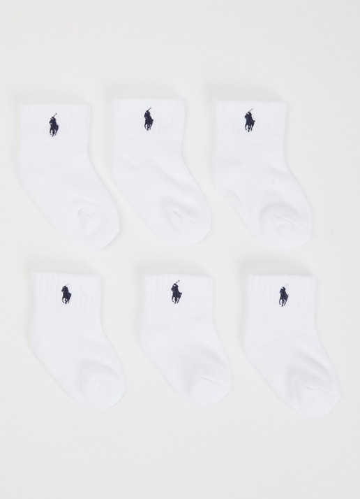 Ralph Lauren Sokken met logoborduring in 6-pack - voorkant wit