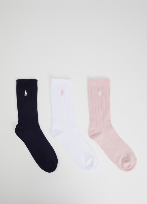 Ralph Lauren Sokken met print in 3-pack - voorkant donkerblauw