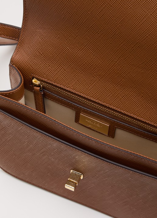 Ralph Lauren Sophee 22 crossbodytas van leer - detail cognac