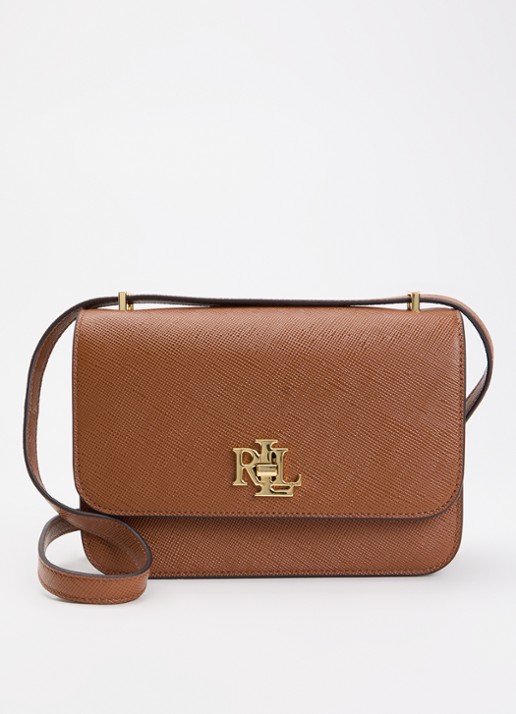 Ralph Lauren Sophee 22 crossbodytas van leer - voorkant 4 cognac