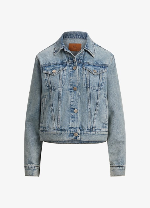 Ralph Lauren Spijkerjas met steekzakken - voorkant 2 odwin wash / blauw
