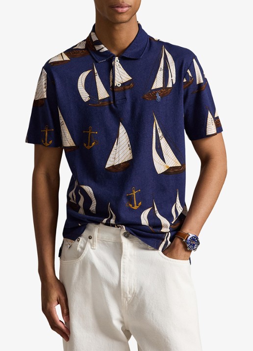 Ralph Lauren Standard fit polo in linnenblend met print