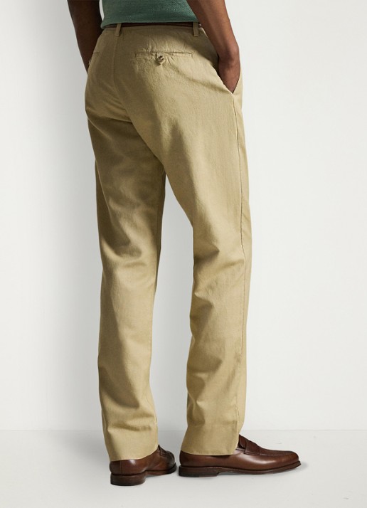 Ralph Lauren Straight fit chino in linnenblend - achterkant 4 coastal beige / beige