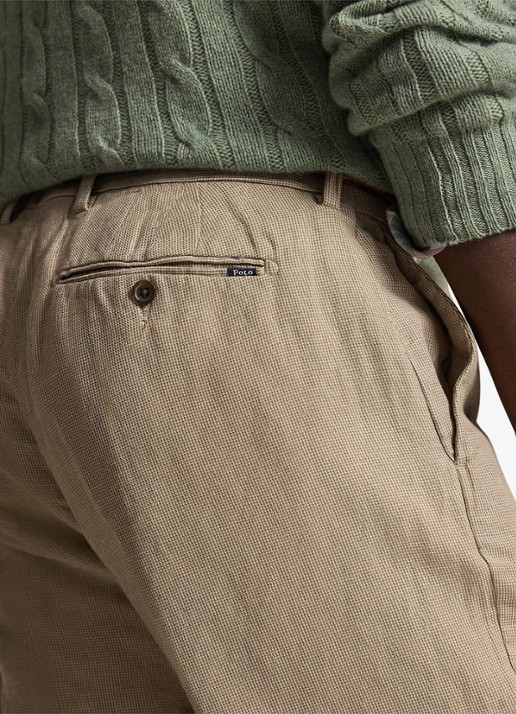 Ralph Lauren Straight fit chino in linnenblend - detail 4 madison tan/multi