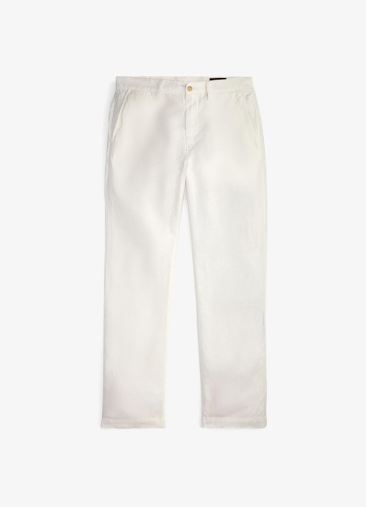 Ralph Lauren Straight fit chino in linnenblend - voorkant 3 white / wit