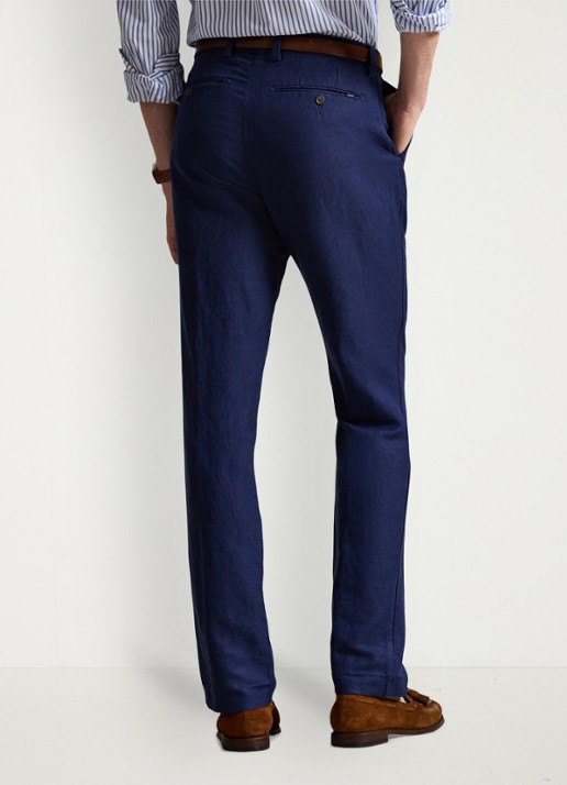 Ralph Lauren Straight fit chino in linnenblend - achterkant newport navy minihoundsto
