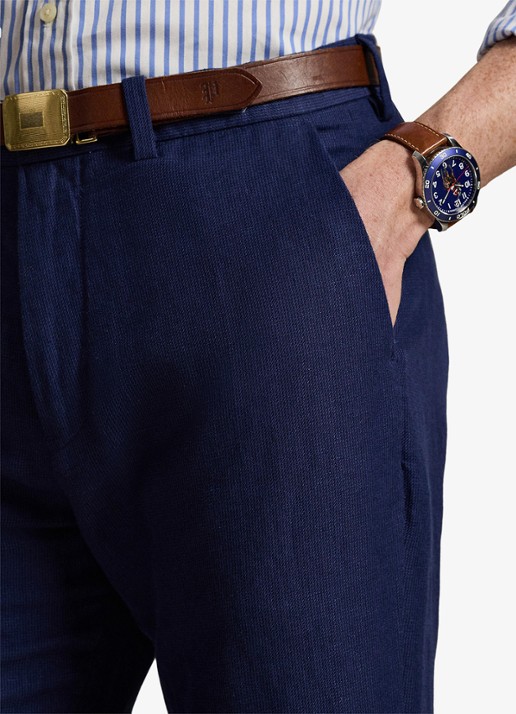 Ralph Lauren Straight fit chino in linnenblend - detail 5 newport navy minihoundsto