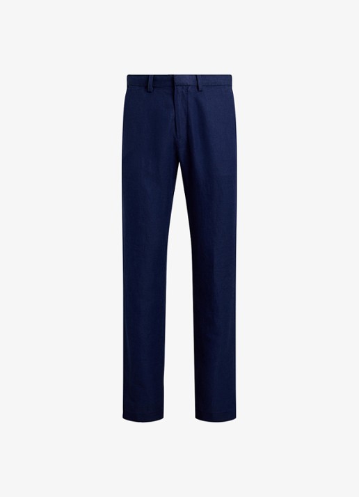 Ralph Lauren Straight fit chino in linnenblend - voorkant 2 newport navy minihoundsto