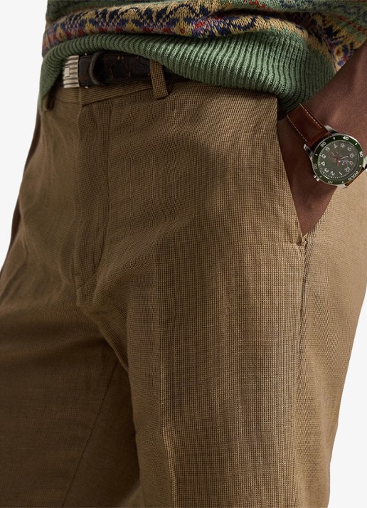 Ralph Lauren Straight fit chino in linnenblend - detail 4 vintage khaki mini hounds
