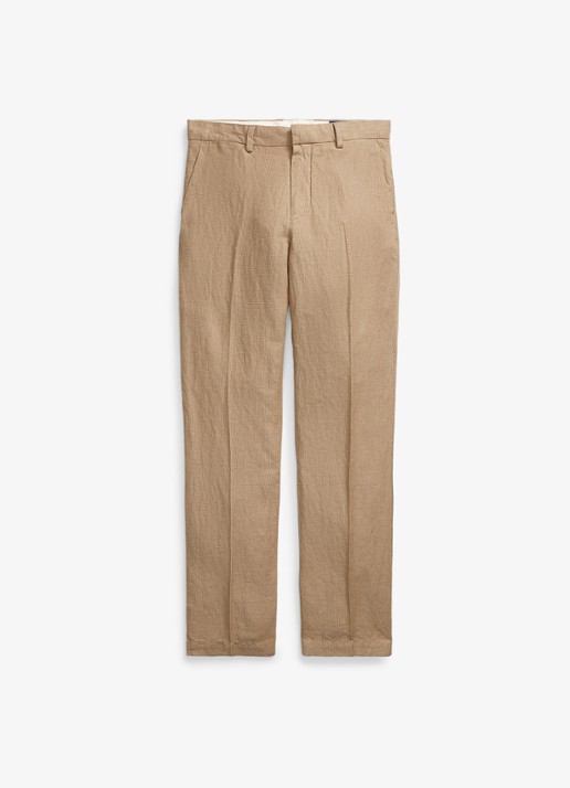 Ralph Lauren Straight fit chino in linnenblend - voorkant 5 vintage khaki mini hounds