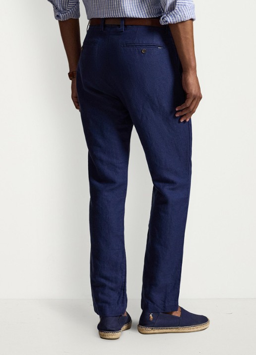 Ralph Lauren Straight fit chino in linnenblend - achterkant 5 newport navy mini houndstooth