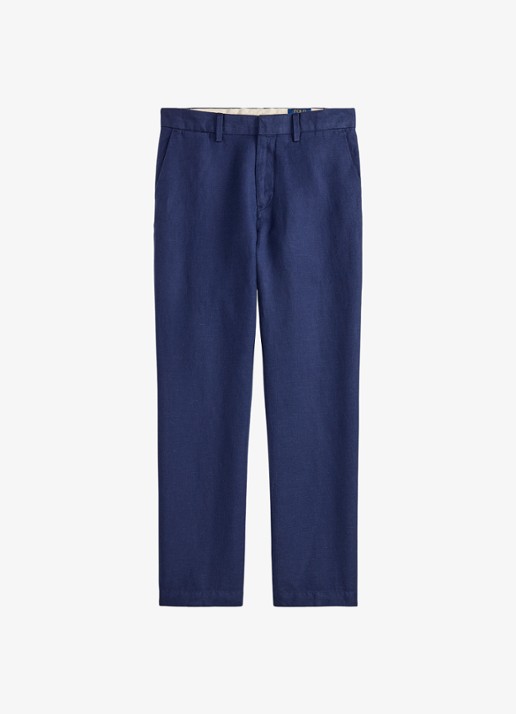 Ralph Lauren Straight fit chino in linnenblend - voorkant 3 newport navy mini houndstooth