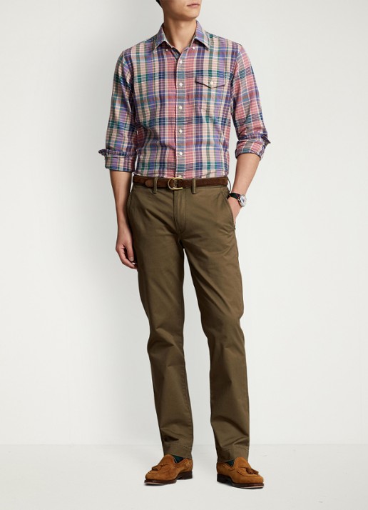 Ralph Lauren Straight fit chino met steekzakken - voorkant 5 canopy olive / olijfgroen