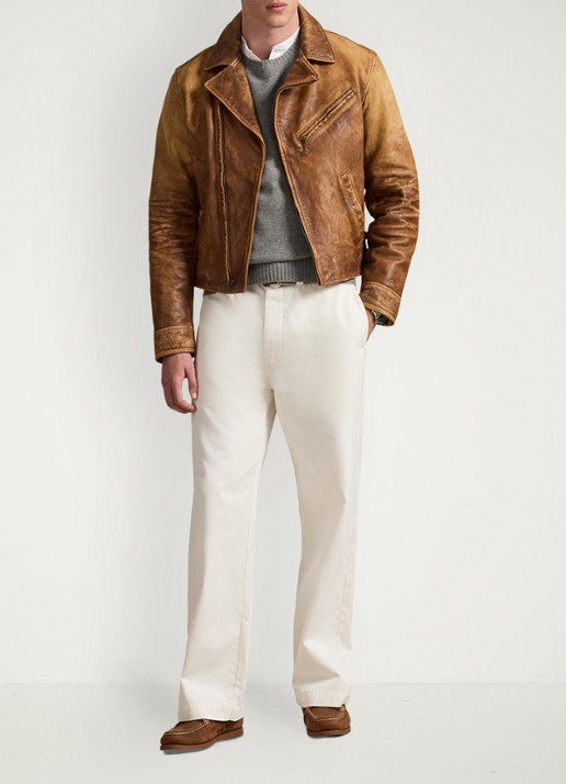 Ralph Lauren Straight fit chino met steekzakken - voorkant 5 deckwash white / wit