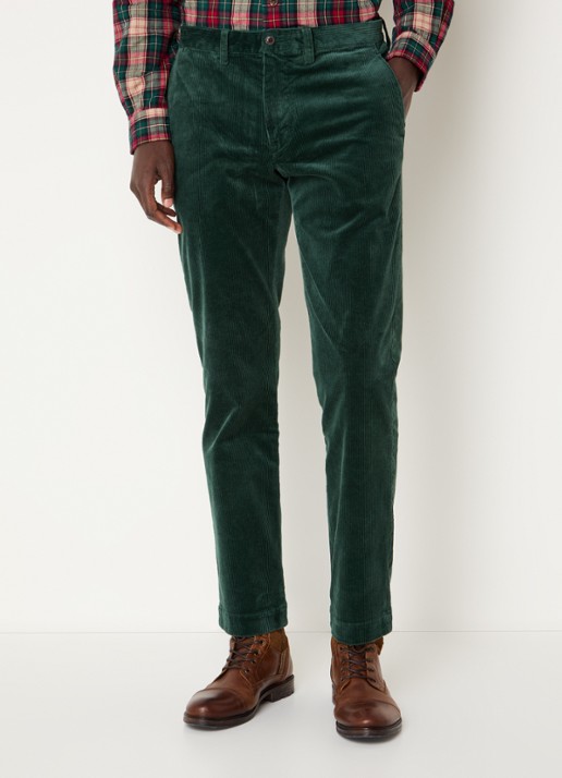 Ralph Lauren Straight fit chino van corduroy met stretch - detail groen