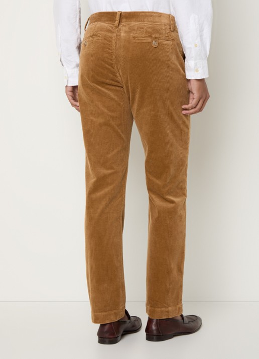 Ralph Lauren Straight fit chino van corduroy met stretch - achterkant 6 camel