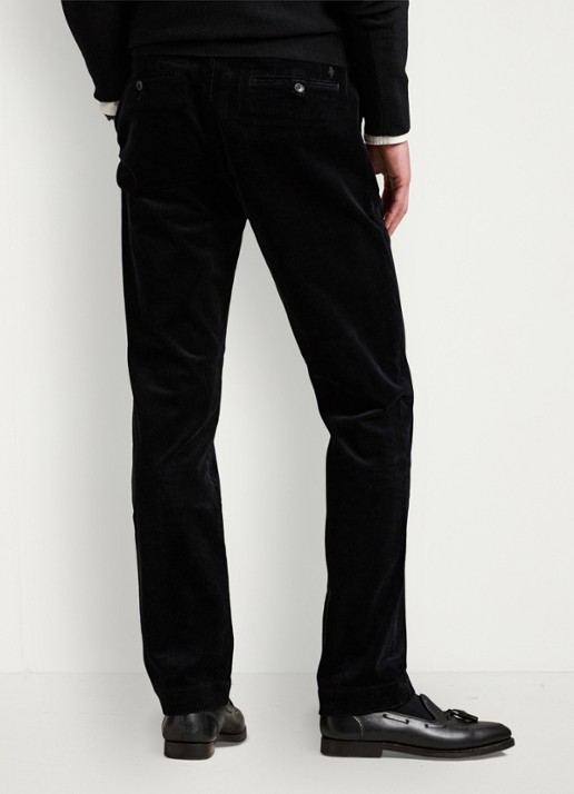 Ralph Lauren Straight fit chino van corduroy met stretch - achterkant 3 polo black / zwart