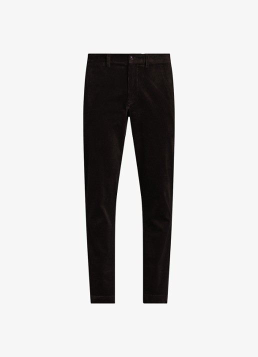 Ralph Lauren Straight fit chino van corduroy met stretch - voorkant polo black / zwart