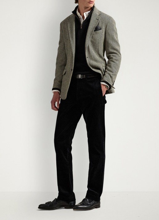 Ralph Lauren Straight fit chino van corduroy met stretch - voorkant 2 polo black / zwart