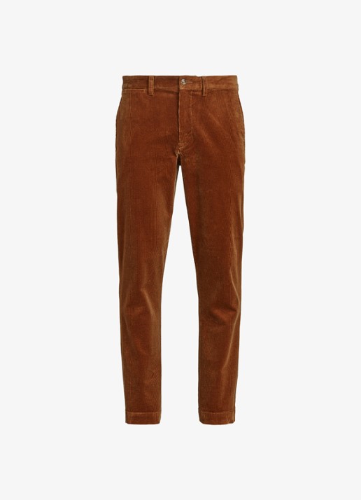 Ralph Lauren Straight fit chino van corduroy met stretch - voorkant golden brown / khaki