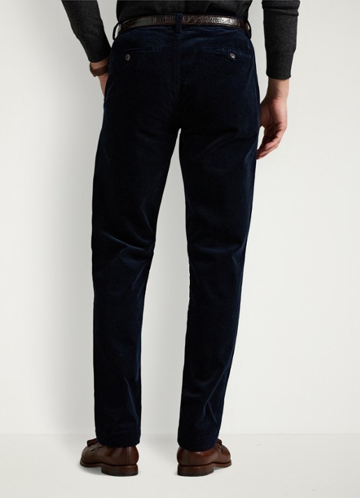 Ralph Lauren Straight fit chino van corduroy met stretch - achterkant 3 aviator navy / donkerblauw