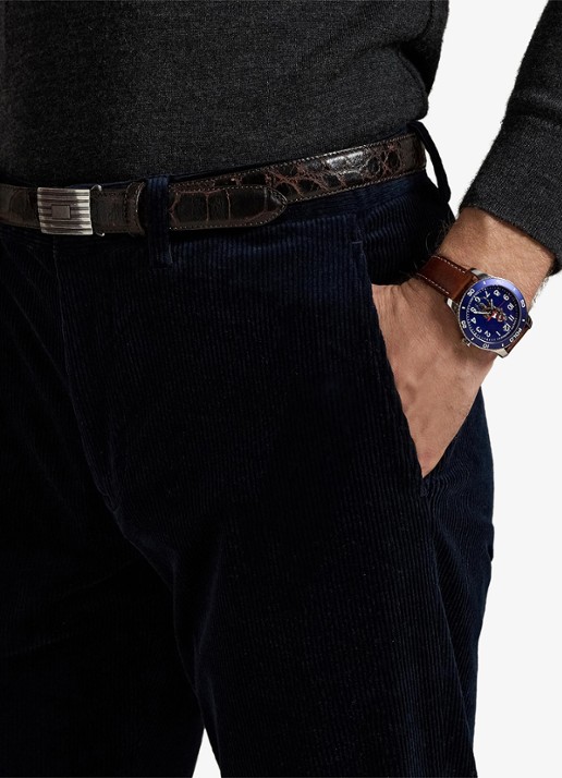 Ralph Lauren Straight fit chino van corduroy met stretch - detail 5 aviator navy / donkerblauw