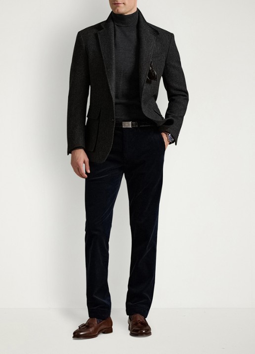 Ralph Lauren Straight fit chino van corduroy met stretch - voorkant 2 aviator navy / donkerblauw