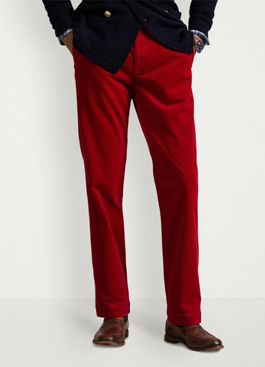 Ralph Lauren Straight fit chino van corduroy met stretch - detail 4 ralph red x-42x9 / rood