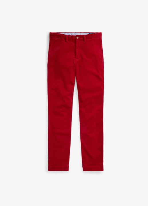 Ralph Lauren Straight fit chino van corduroy met stretch - voorkant ralph red x-42x9 / rood