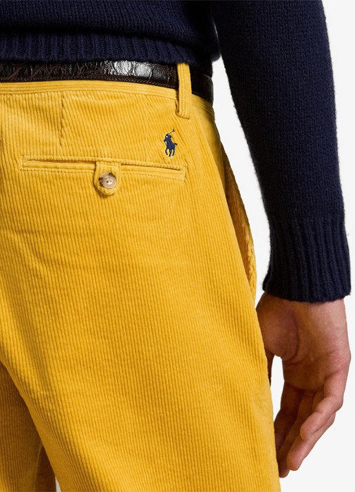 Ralph Lauren Straight fit chino van corduroy met stretch - detail 5 charles yellow / geel