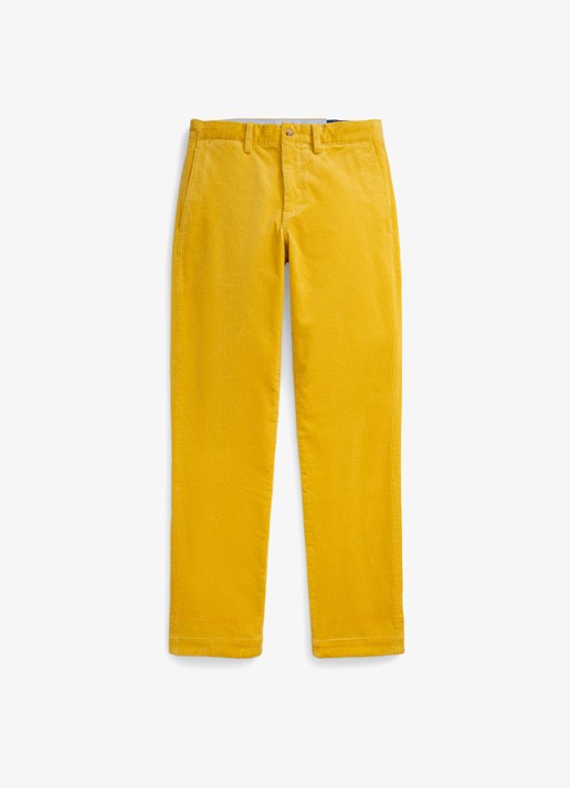 Ralph Lauren Straight fit chino van corduroy met stretch - voorkant charles yellow / geel