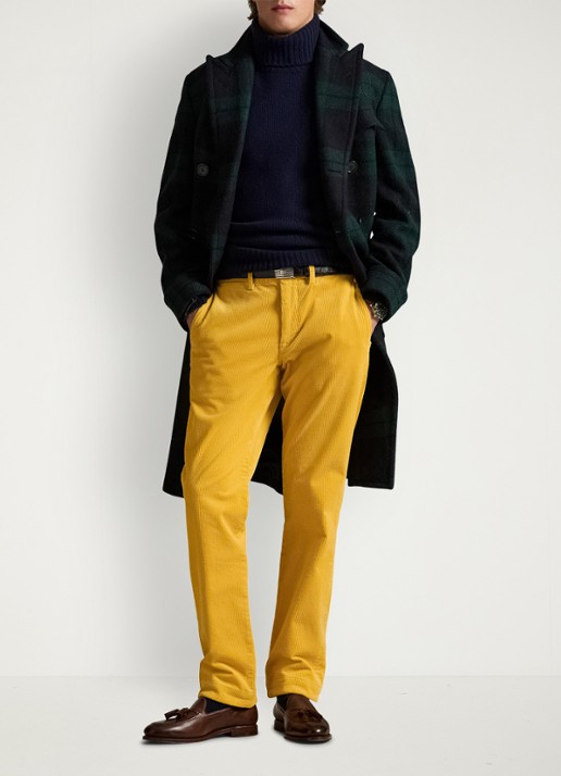 Ralph Lauren Straight fit chino van corduroy met stretch - voorkant 2 charles yellow / geel
