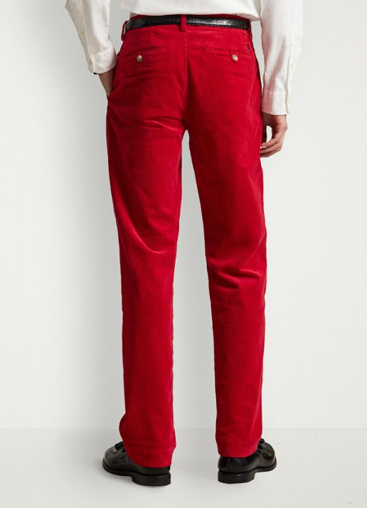 Ralph Lauren Straight fit chino van corduroy met stretch - achterkant ralph red / rood