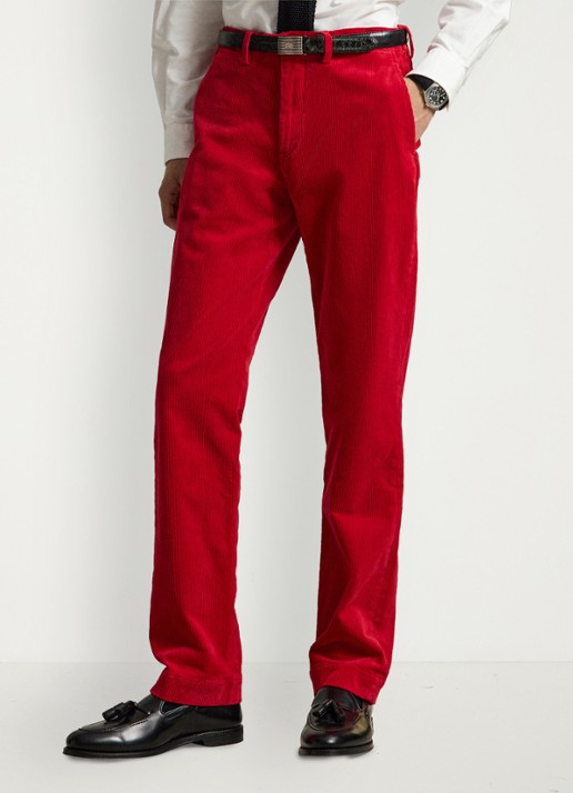 Ralph Lauren Straight fit chino van corduroy met stretch - detail 2 ralph red / rood
