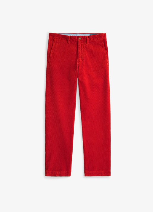 Ralph Lauren Straight fit chino van corduroy met stretch - voorkant ralph red / rood