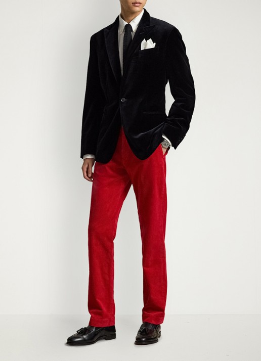 Ralph Lauren Straight fit chino van corduroy met stretch - voorkant 5 ralph red / rood