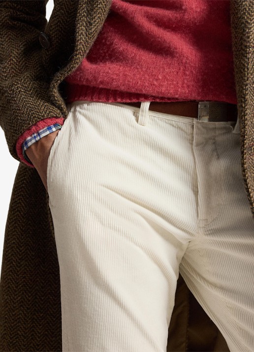 Ralph Lauren Straight fit chino van corduroy met stretch - detail 4 warm white / gebroken wit