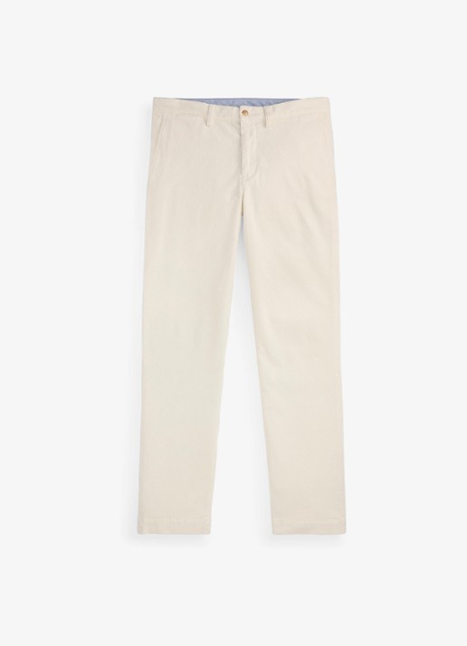 Ralph Lauren Straight fit chino van corduroy met stretch - voorkant warm white / gebroken wit