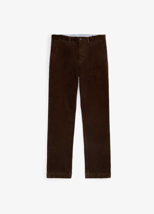 Ralph Lauren Straight fit chino van corduroy met stretch - voorkant 3 dark beech / donkerbruin
