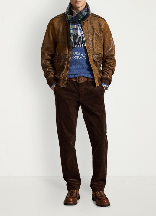 Ralph Lauren Straight fit chino van corduroy met stretch - voorkant 4 dark beech / donkerbruin