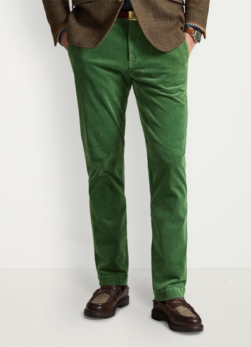 Ralph Lauren Straight fit chino van corduroy met stretch - detail 3 meadow green / groen
