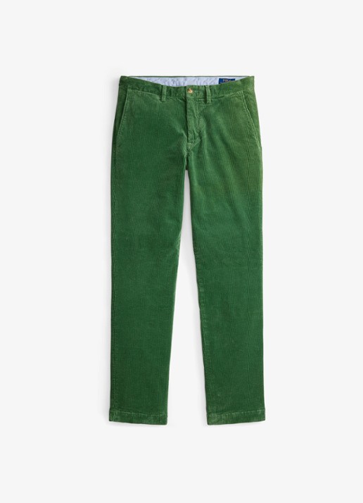 Ralph Lauren Straight fit chino van corduroy met stretch - voorkant meadow green / groen
