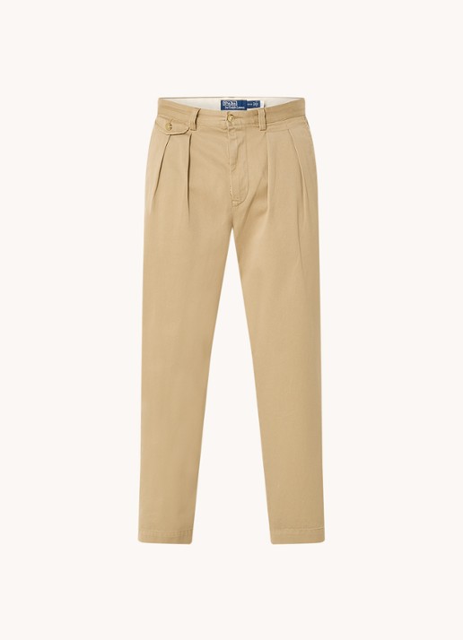 Ralph Lauren Straight fit cropped chino met plooidetail - voorkant rl khaki / khaki