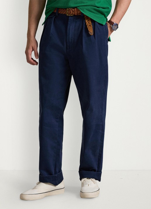 Ralph Lauren Straight fit cropped chino met plooidetail - detail 3 washed newport navy / donkerblauw