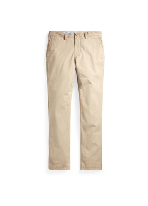 Ralph Lauren Straight fit gewassen chino met stretch - voorkant 4 khaki tan / beige